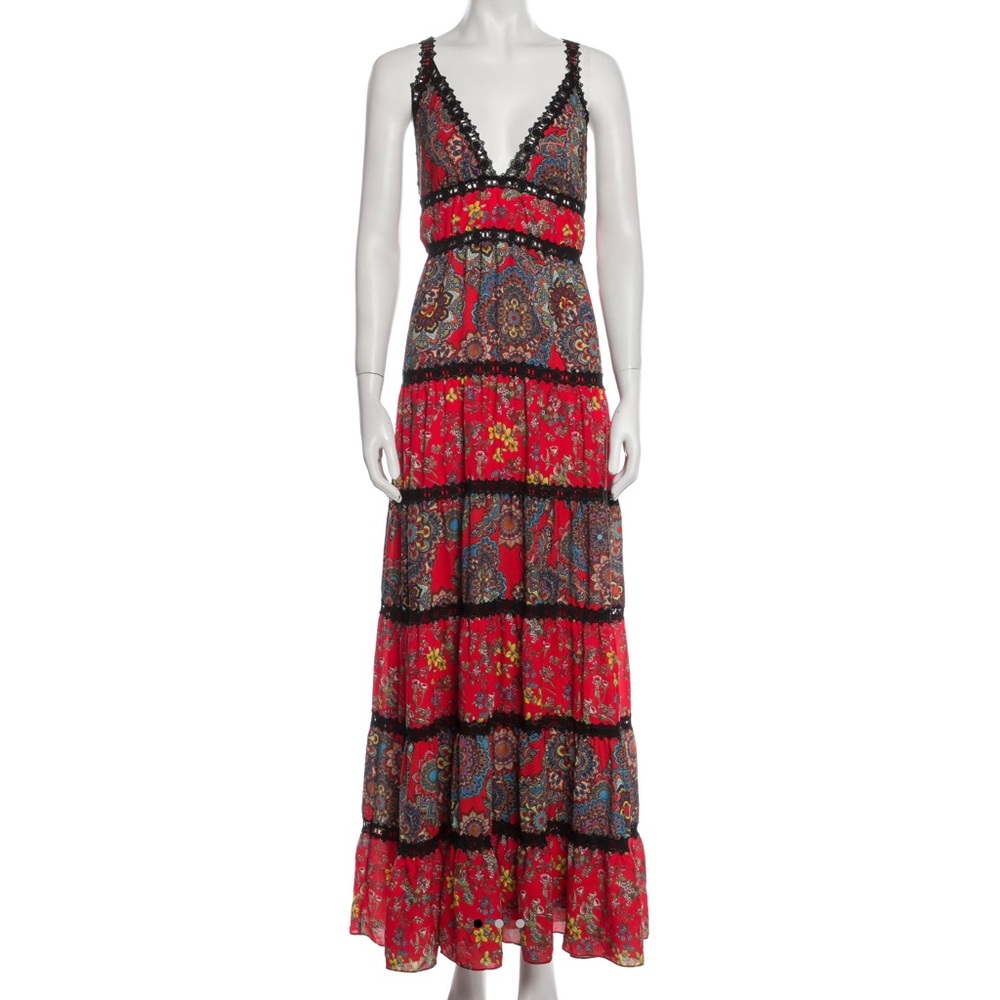 Alice + Olivia Red Floral Printed Maxi Dress